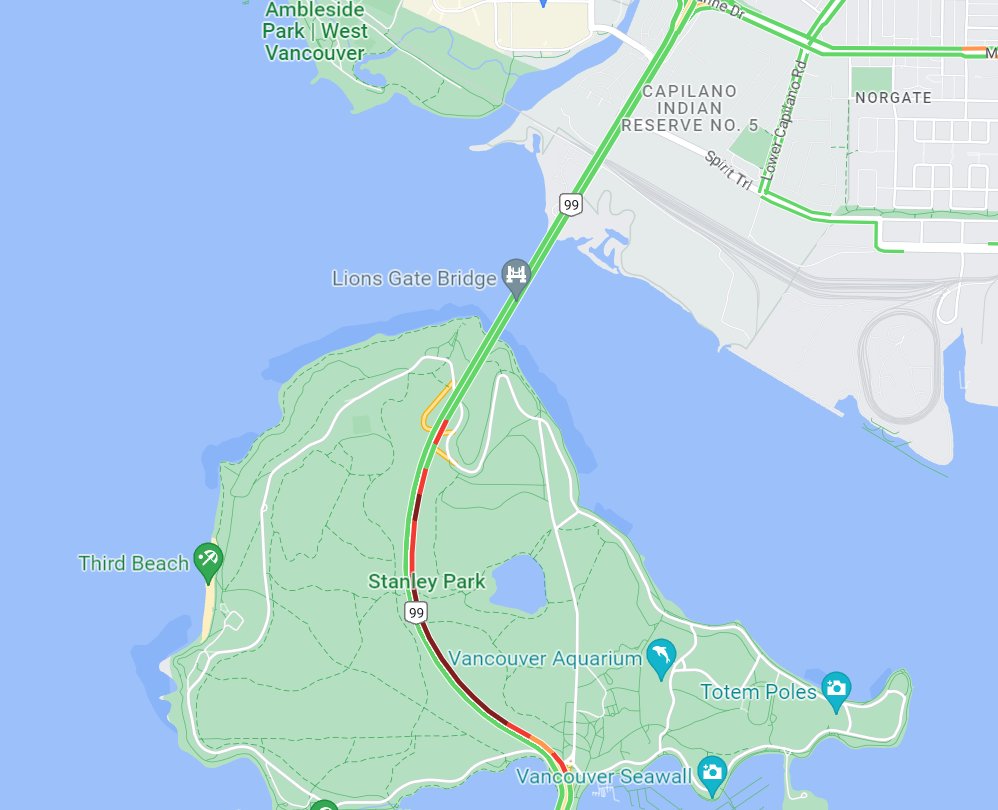 DriveBC on Twitter "⚠️ LionsGateBridge Centre lane closed for a stall