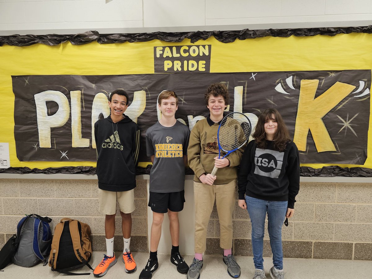 CoachCardenas23's tweet photo. Here are your tennis semi-finalists and your 7th grade girls' single champion. Jordan, Grayson, Martin, and Kimberly. Absent is Wyatt. 
@BoysKrueger @KMSLadyFalcons @PRINCIPALRUBIO https://t.co/qL1HvqODv7