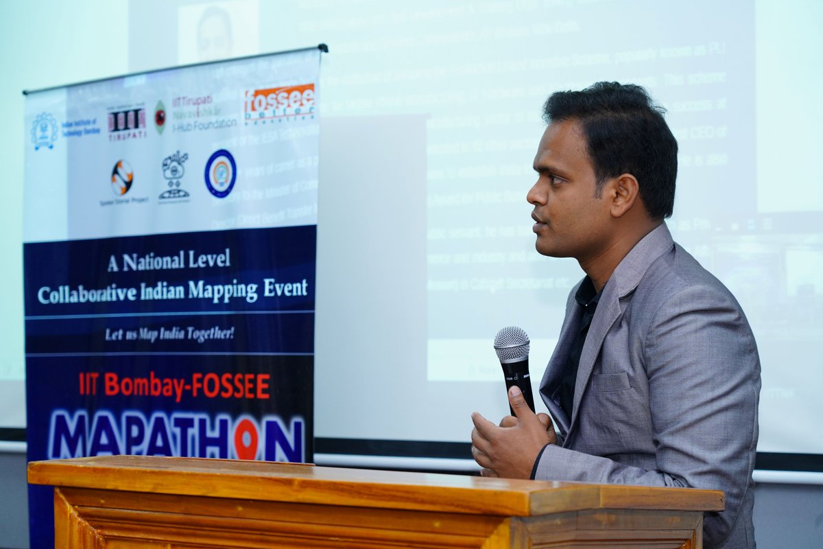 nbhvr's tweet image. A National Level Collaborative Indian Mapping Event IIT Bombay-FOSSEE-Mapathon jointly organized by the FOSSEE project, IIT Bombay in association with IIT Tirupati Navaishkar I-Hub Foundation (IITTNiF) got inaugurated at IIT Tirupati.
#mapathon #iitbombay #fossee #iittirupati