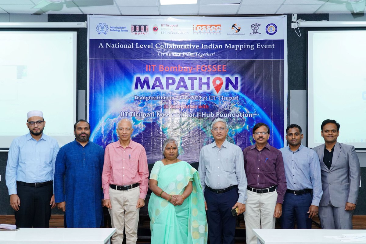nbhvr's tweet image. A National Level Collaborative Indian Mapping Event IIT Bombay-FOSSEE-Mapathon jointly organized by the FOSSEE project, IIT Bombay in association with IIT Tirupati Navaishkar I-Hub Foundation (IITTNiF) got inaugurated at IIT Tirupati.
#mapathon #iitbombay #fossee #iittirupati