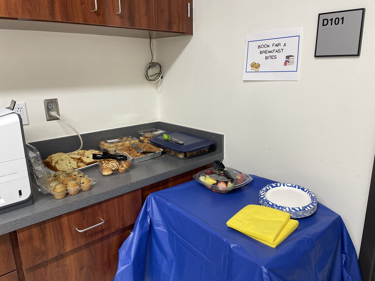Book Fair &amp; Breakfast Bites for the teachers today! #vclibrary #youbelongatvce #vcestrongertogether