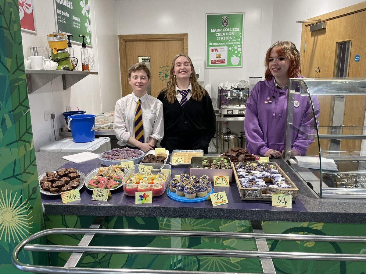 The #purplefriday bake sale @marrcolofficial this morning was a huge success! 🏳️‍⚧️🏳️‍🌈@LGBTYS <a href="/MrsLedingham/">Mrs Ledingham</a> @missrobson <a href="/MissKeirs/">Sarah Keirs</a>