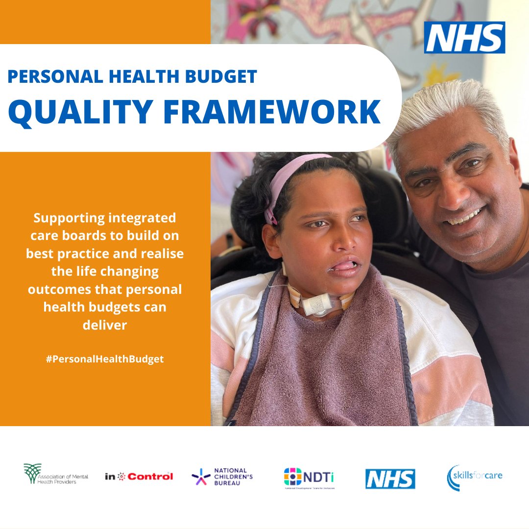 Today @NHSEngland has published a #PersonalHealthBudget Quality Framework supporting integrated care boards to build on best practice and realise the life changing outcomes that #PHBs can deliver for people and their families!

Read more👉england.nhs.uk/publication/pe…