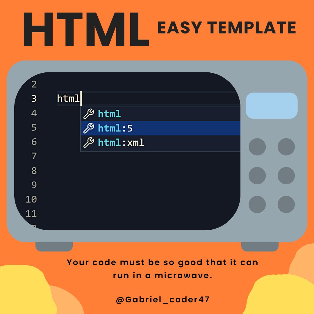 Gabriel_coder47's tweet image. In Visual Studio Code you can generate an HTMl template just putting (html) and selecting html: 5.

More info: code.visualstudio.com/docs/getstarte…

#webdevelopment #code #FrontEndDeveloper #webdev