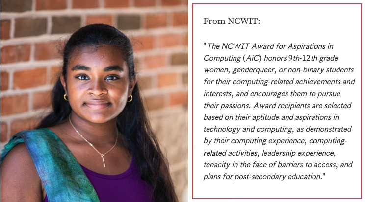 SSSASsaints's tweet photo. Congratulations to Sandhya Augustine '25 for being recognized for her outstanding STEM work! She is an Affiliate Award winner in the National Center for Women & Information Technology (NCWIT) Aspirations in Computing program. GO SAINTS!
#SSSASSTEM #SSSASGrade10 #SaintsConnected https://t.co/Rr3vsWyObp
