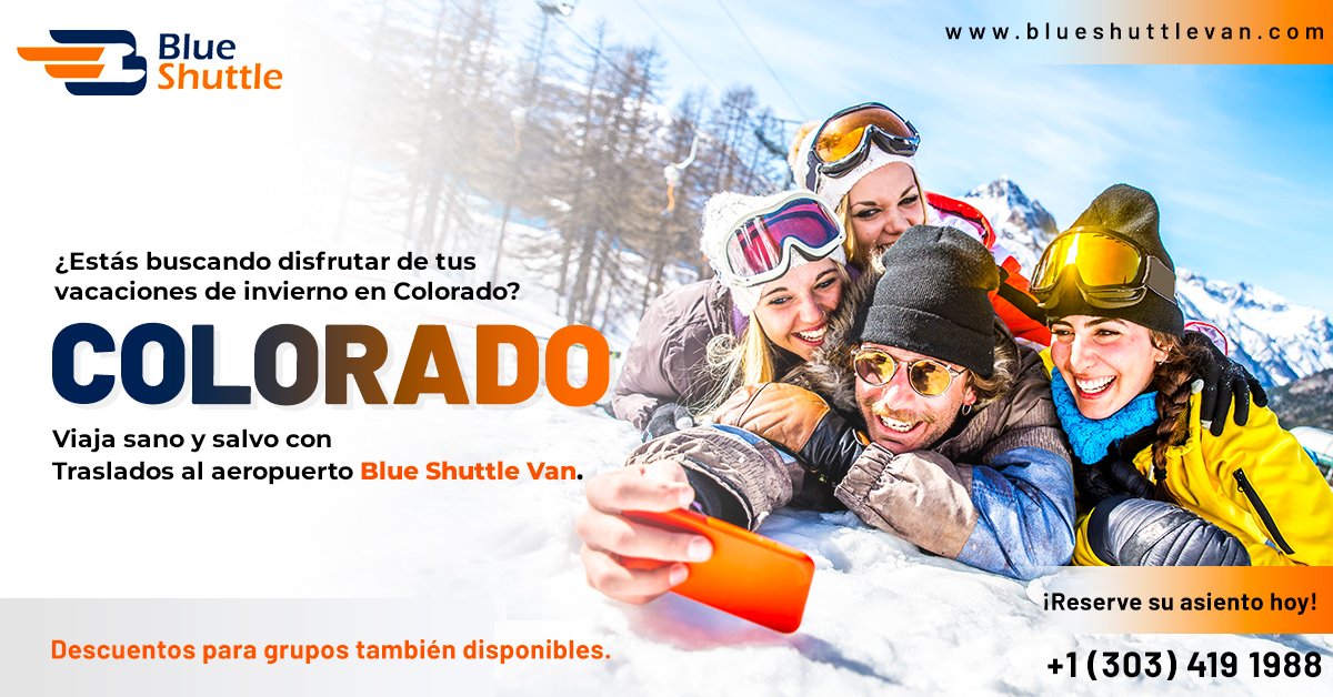 ¡Prepárese para una maravillosa temporada de invierno y esquí en Colorado!
Elija Blue Shuttle Van para un viaje económico hacia/desde DIA.
#affordableride #commute #airportshuttles #travelinstyle #colorado #winters #prayforsnow