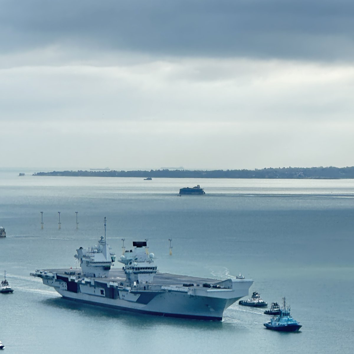 Welcome back HMS Queen Elizabeth. There’s no better viewpoint to see her returning than 100m above the harbour.