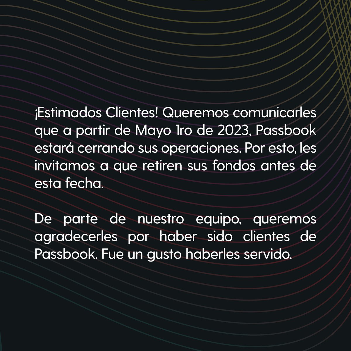 ⚠️ Tenemos un mensaje importante para ti ⚠️

Para obtener más información sobre los siguientes pasos puedes visitarnos a este enlace bit.ly/3YWuFQK