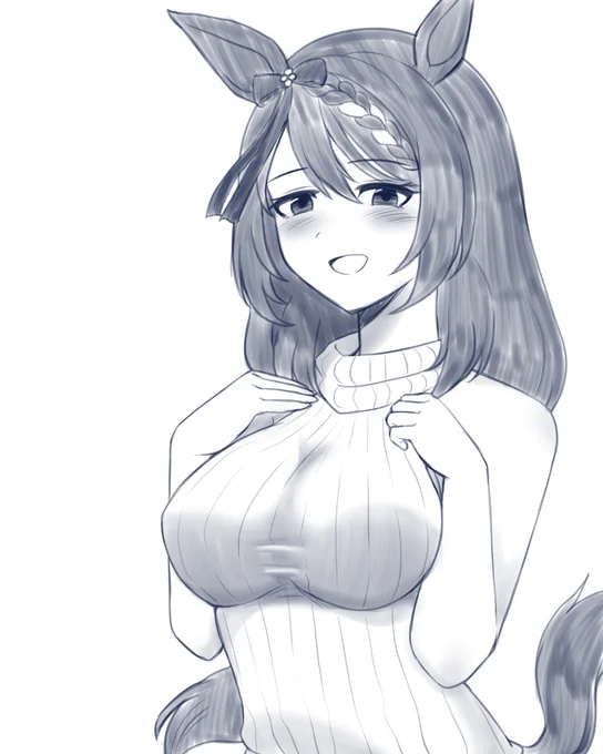 そういえばノースリーブニットといえば、この人の事を忘れていた。というわけでスーパークリーク初描き。…うーん、勢いで描いたけどもっとよく出来るな…特におっ〇いとか…。#スーパークリーク 