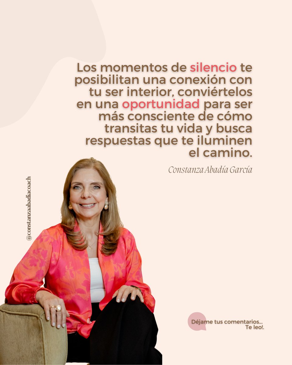 Los momentos de silencio te posibilitan una conexión con tu ser interior, conviértelos en una oportunidad para ser más consciente de cómo transitas tu
vida y busca respuestas que te iluminen el camino. 
Constanza Abadia García
#viernes #coaching #Psicologia