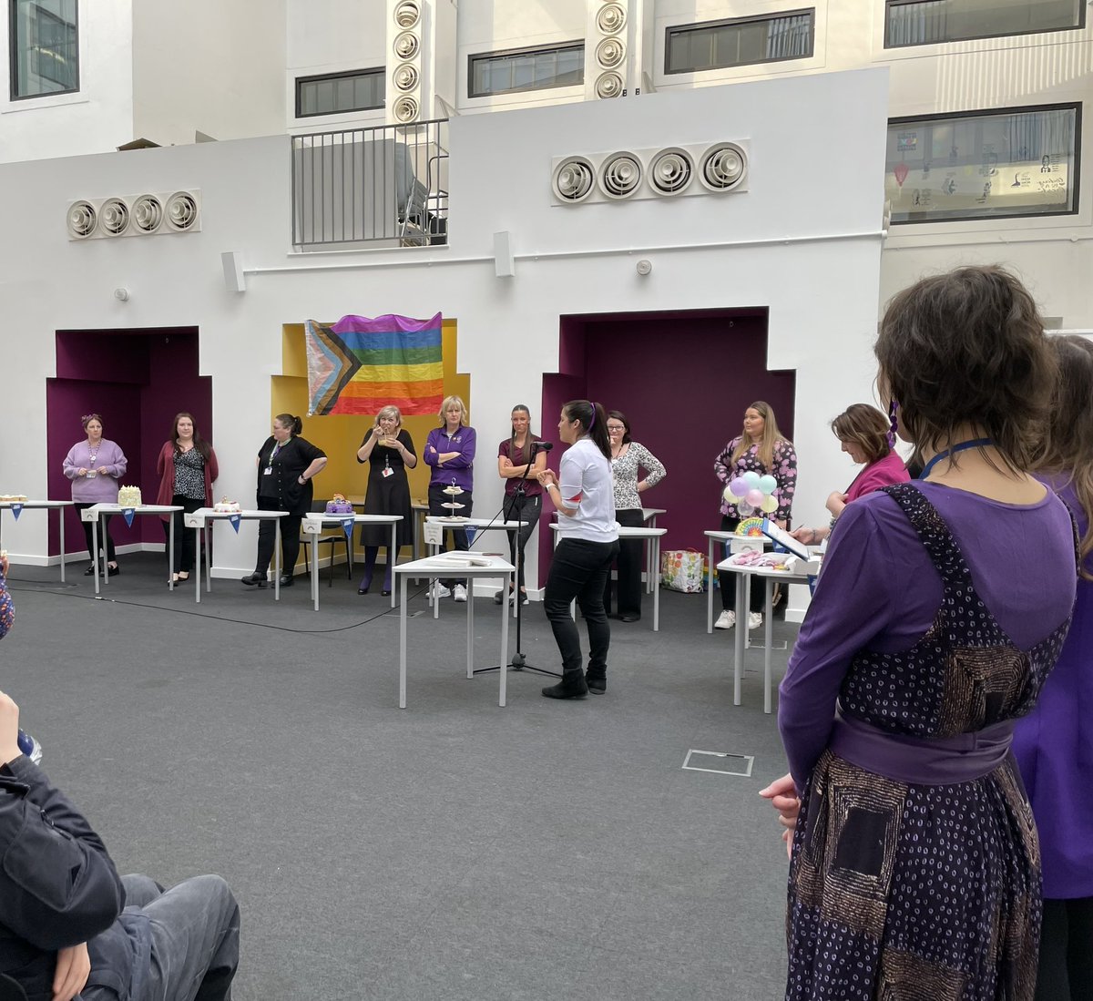 We had a great time at the Bake Off at lunchtime today! Some excellent baking skills from all contestants. Well done Mrs Morton, our Rainbow Baker 🥳🏳️‍🌈 #PurpleFriday <a href="/MarrColOfficial/">Marr College</a> @LGBTYS