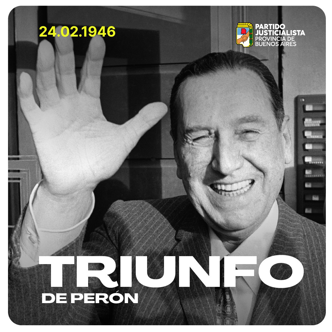 BonaerensePJ's tweet photo. 🗓️ 24 de febrero de 1946 • 77 años del primer triunfo electoral de Perón✌🏽 https://t.co/5W8C5WLj3Q