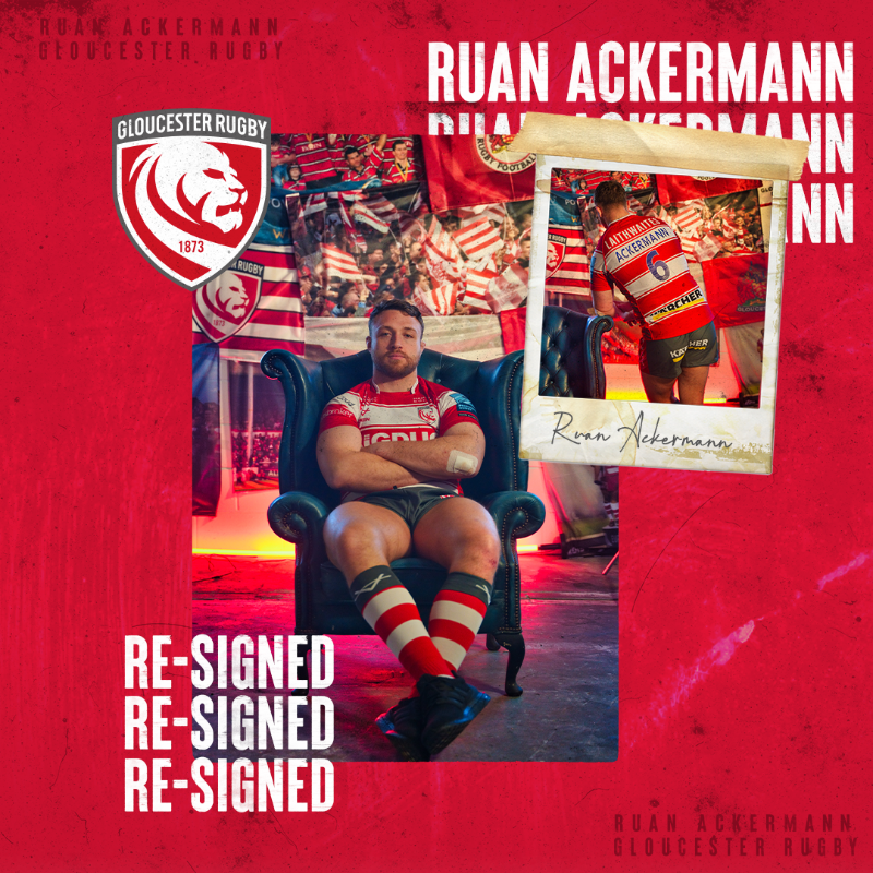 gloucesterrugby's tweet photo. ✍️ Gloucester Rugby is delighted to announce that @RuanAckermann has extended his contract at Kingsholm.

How good! 🙌

#ItsInTheBlood