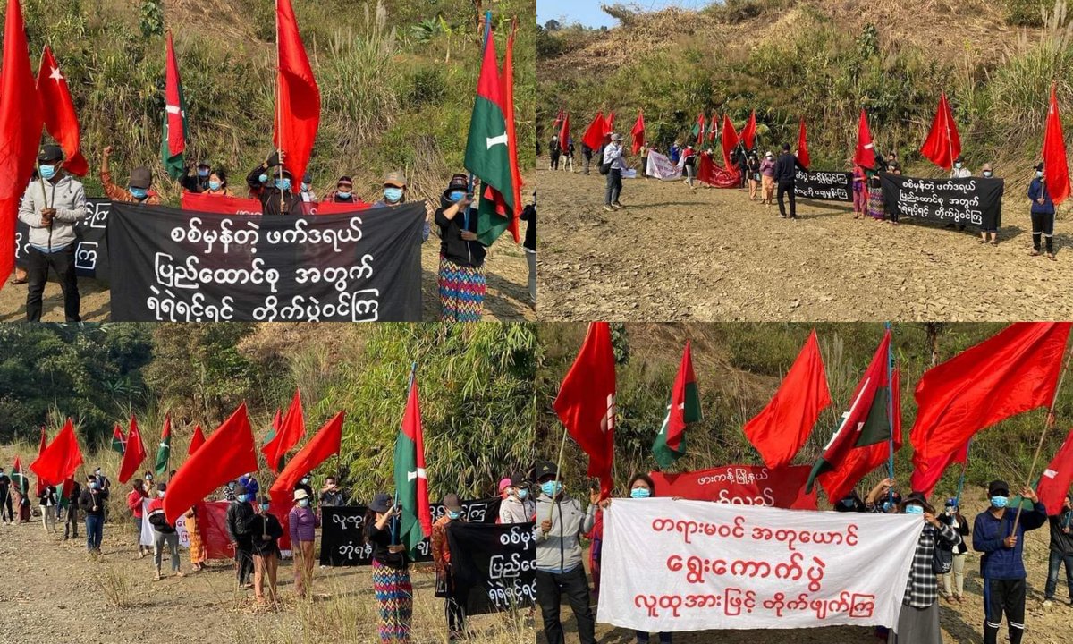 An anti-coup revolutionary strike somewhere in Kachin's Hpakant township.

#2023Feb24Coup #WhatsHappeningInMyanmar