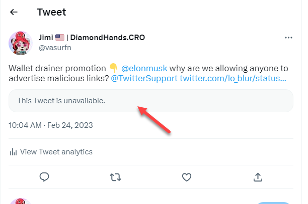 #crofam, <a href="/twitter/">Twitter</a> advertiser is seeing a huge increase in wallet draining promotions pretending to be ads. I am seeing 2-3 malicious advertisers each day.

Call these turd 💩 burglars out so they delete their posts