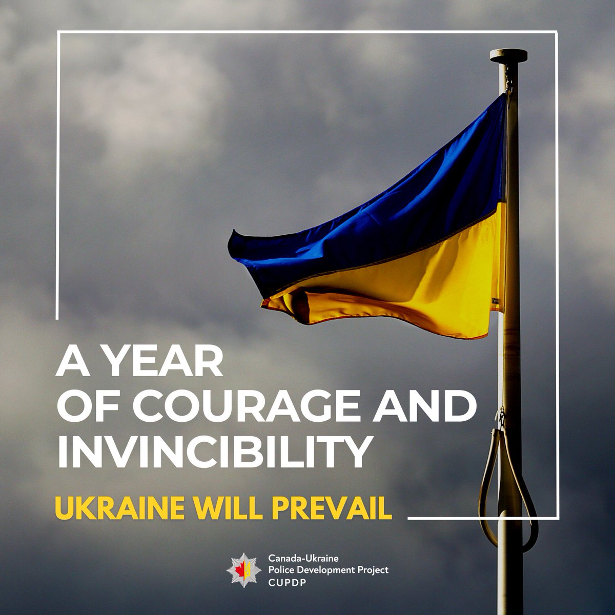 PSP_CanUa's tweet photo. One year after the full-scale invasion. One year of bravery and heroic resistance. 
Ukrainians keep on fighting, defending their freedom, sovereignty and democratic values. The civilized world stands with🇺🇦 With our continued support, Ukraine will prevail!

#StandWithUkraine https://t.co/FdfmEkEjU8