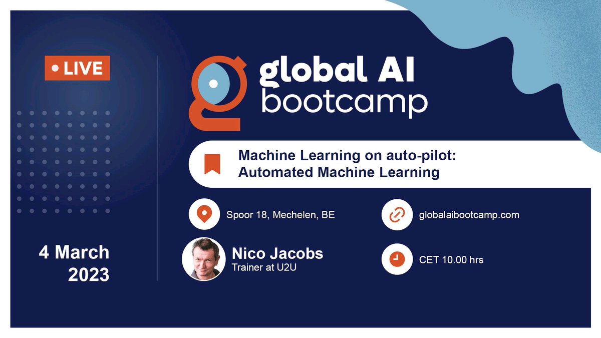 SqlWaldorf's tweet image. In 8 days it&apos;s Global AI bootcamp. Not only planes and cars have an auto pilot option, also machine learning training itself can be automated!
I&apos;ll show you how!
#globalaibootcamp #azureml @u2u