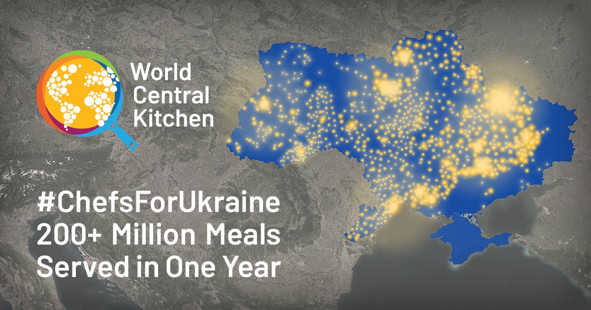 On February 24, 2022, life in Ukraine was forever changed. WCK arrived within hours of the invasion &amp; a year later, we continue to stand alongside residents living in unthinkable circumstances. Scroll through our map to see how #ChefsForUkraine has grown: ukraine.wck.org