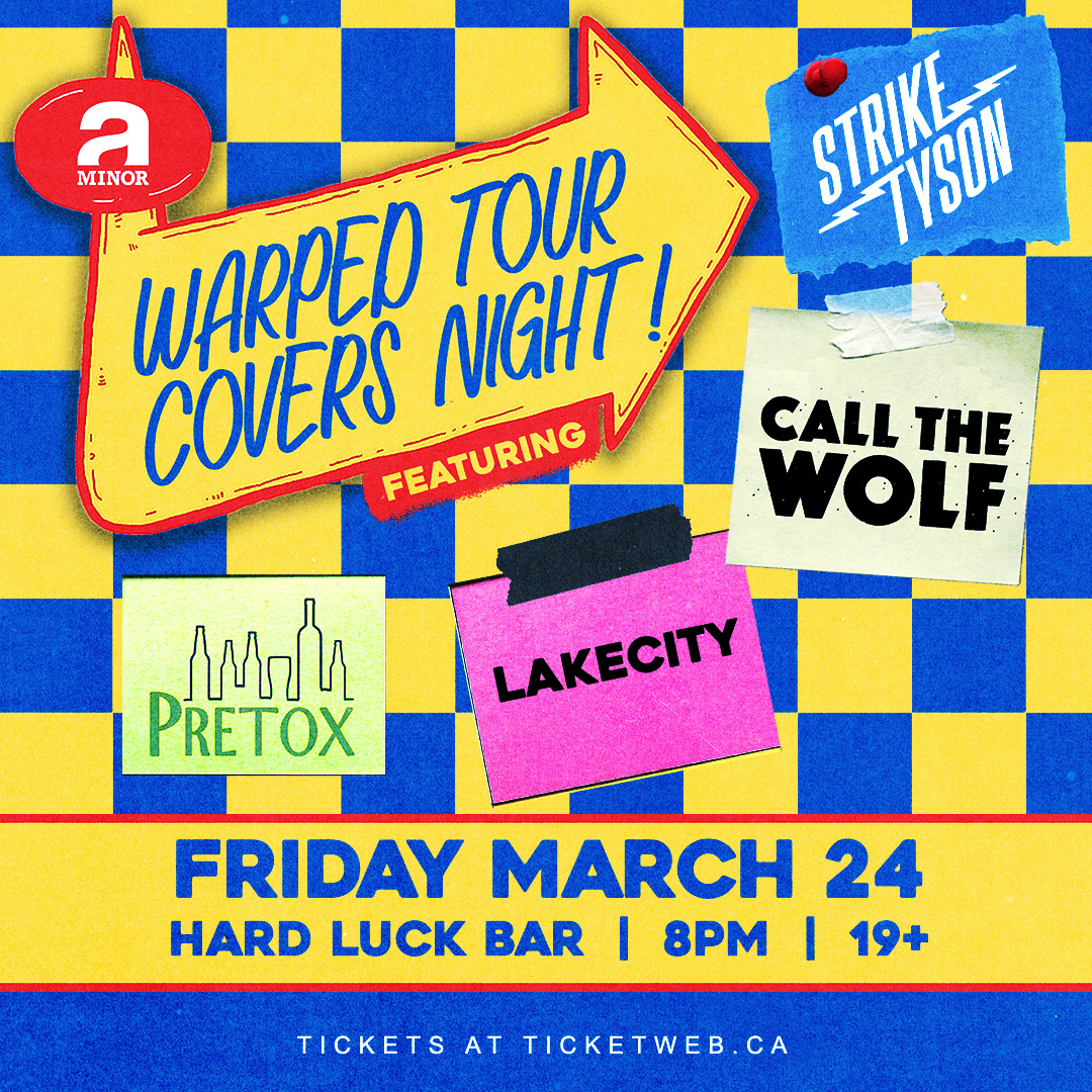 AMinor_Presents's tweet photo. 4 WEEKS AWAY: Don’t miss Warped Tour Covers Night at Hard Luck Bar on Friday, March 24 featuring Strike Tyson, Call The Wolf, Pretox &amp; LakeCity’! Tickets available at https://t.co/7eskCuVAJS https://t.co/HLus3oPnn4