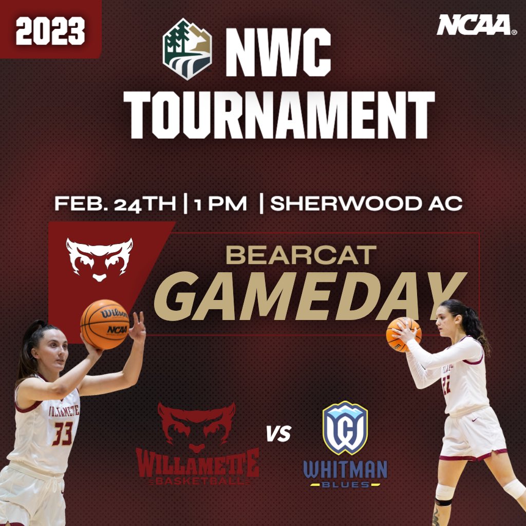 WillametteWBB's tweet photo. ITS CONFERENCE TOURNAMENT TIME 🤩💪🏼🔥

🆚 Whitman College
⏰ 1 PM
📍 Sherwood Athletic Center

📺 https://t.co/fK1u0LwHRY
📊 https://t.co/ZPZc2sRBM3 https://t.co/r1eHZZiohP
