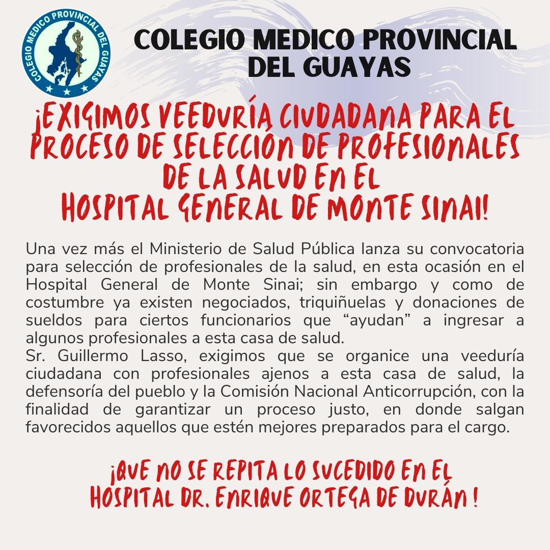 MedicoGuayas's tweet photo. Ya no más palanqueos e improvisación en salud.! Exigimos auditoría de proceso de selección de médicos! @Salud_Ec @eluniversocom @EcuavisaInforma @Expresoec @LassoGuillermo @ABorreroVega @Salud_CZ8 https://t.co/qwhkuXmoJW