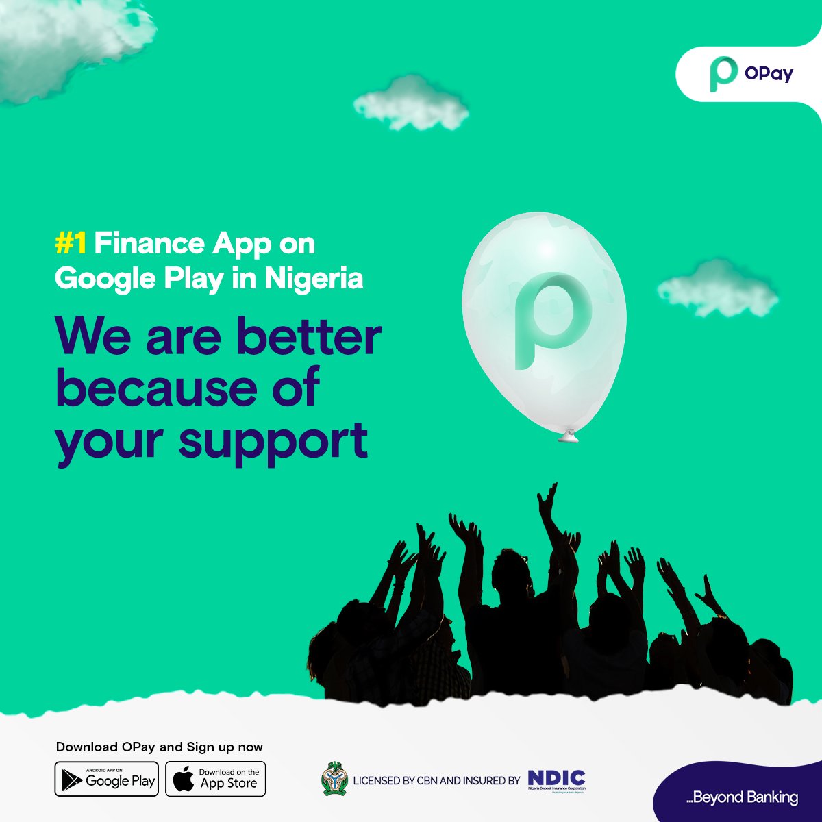 OPay_NG's tweet photo. #1 FINANCE APP ON GOOGLE PLAY 🥳

Keep spreading the word about OPay!
#OPayBeyondBanking https://t.co/fK8eIl9Rd9
