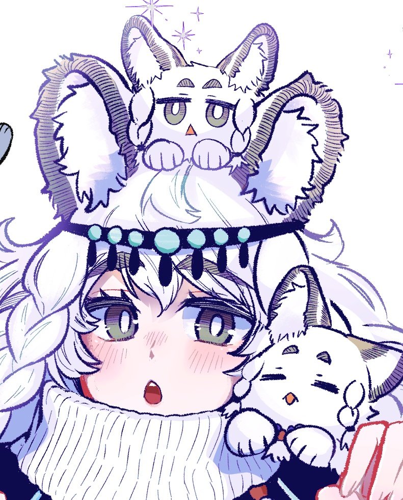 pramanix (arknights) animal ears leopard ears 1girl braid grey eyes white hair on head  illustration images