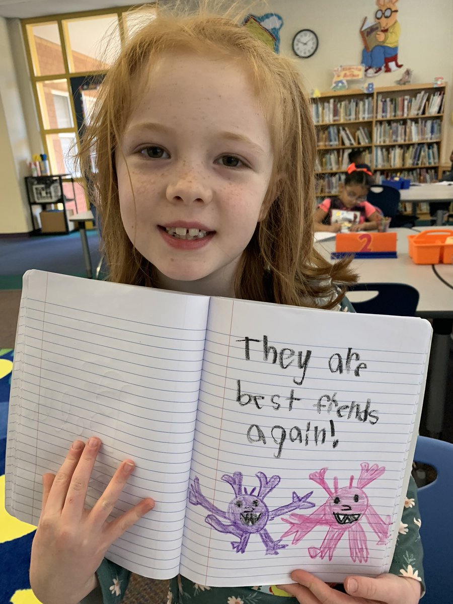 FarrahMilby's tweet photo. “Luckily on planet Boborp, frintships can grow back.” 1st Grade Journaling about Conflict Resolution with one of our favorite books. @aportis @WHE_Whiskers #inquiryinmotion https://t.co/UNT9Rf4g7v