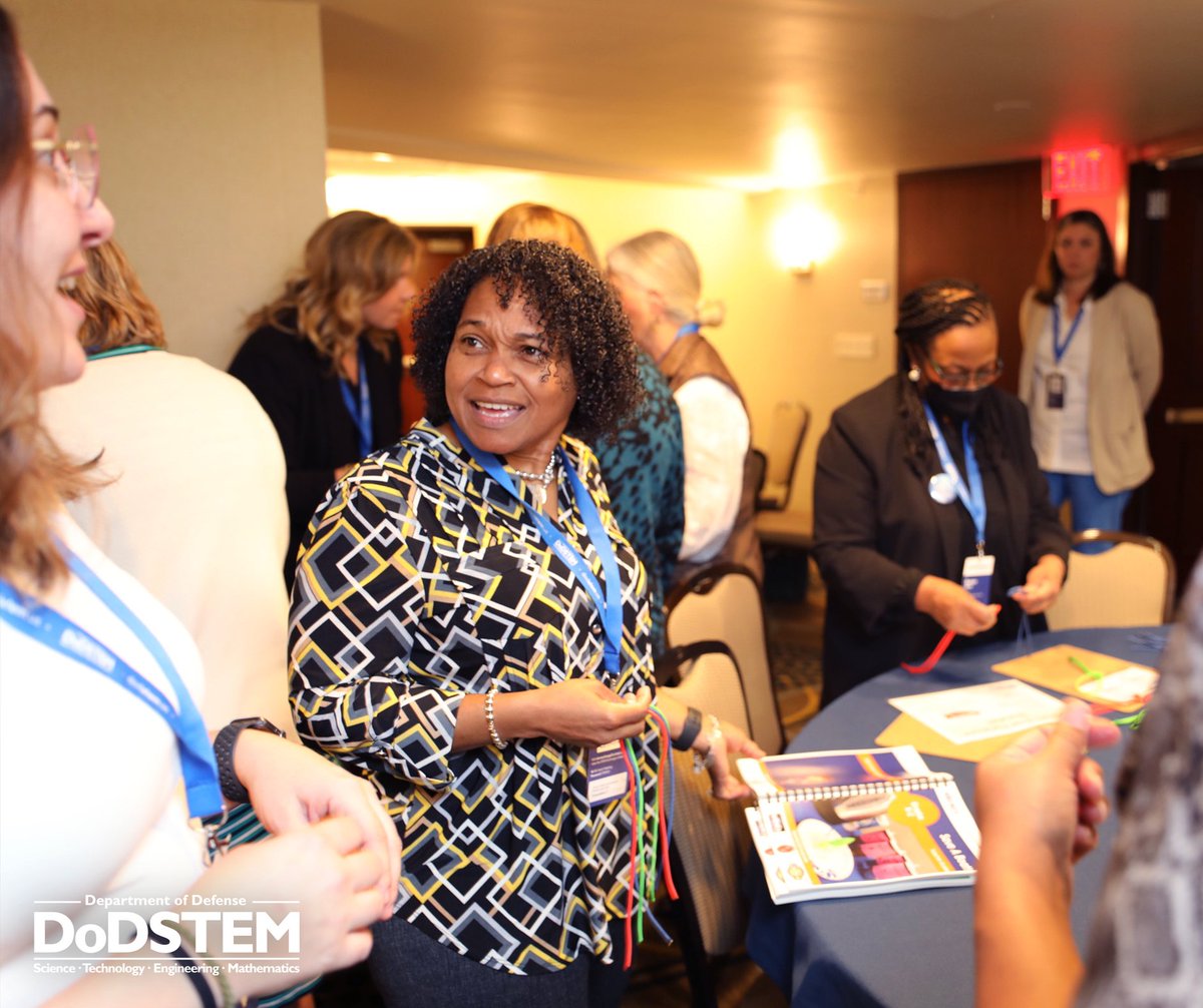 DoW_STEM's tweet photo. Charlotte George (@NSWCCarderock) and Tom Jenkins, an Albert Einstein Distinguished Fellow, demonstrate the Seaworthy STEM-in-a-Box: Classroom Resources for Educators. The kits include student activities connected to real-world applications #STEMExchange #LeverageforImpact https://t.co/JeZA6tzWoh