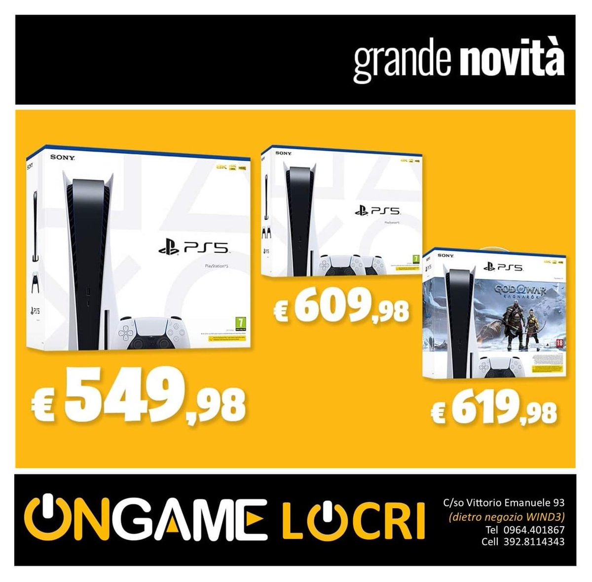 🤩  Ecco l'occasione che stavi aspettando.
💥  La tua Play Station 5 ad un prezzo super scontato.
🎯  PROMO VALIDA FINO AL 28 FEBBRAIO 2023
👉  Corri in negozio da Ongame Locri (dietro negozio Wind3)