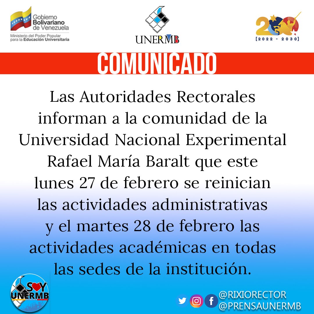 prensaunermb's tweet photo. #comunicado reinicio de actividades académicas y administrativas #unermb 
.
.
#unermb
#unermb2023 https://t.co/oZq8uS8e6A