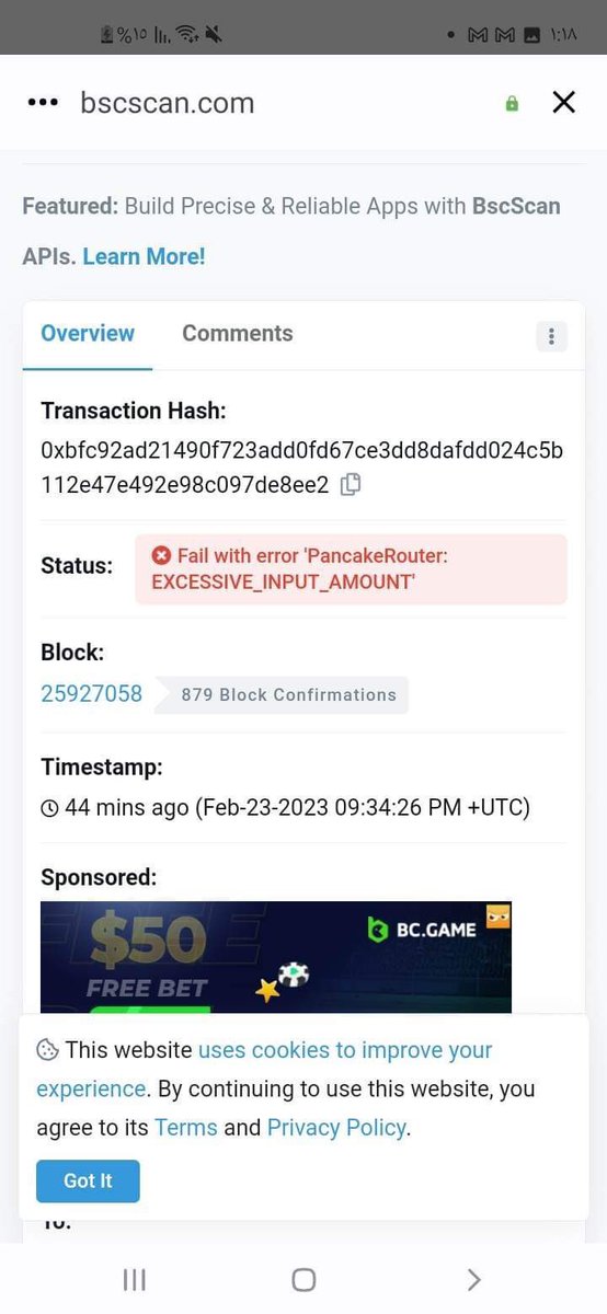 saad200403625's tweet photo. @BNBCHAIN @Lifeformcc There is a problem, 88 dollars were deducted from the bnb currency, and he told me that the operation failed, and it was not completed. Why was 88 dollars deducted from my account? https://t.co/3Ak7yoHk2e