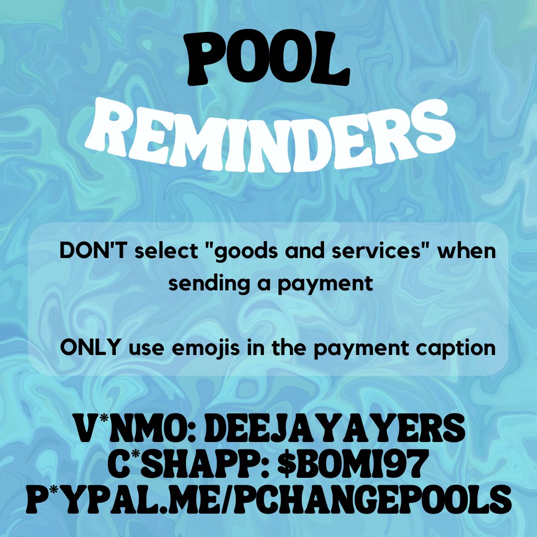 good morning poolers and happy friday! 🌞🏊🏽‍♀️ today we’re pooling up for T, a formerly incarcerated, disabled trans person seeking survival funds to house their family and pay for medication! 
We're pooling up $2k for T! 

V*nmo @/deejayayers
C*shapp $Bomi97
Paypal.me/pchangepools