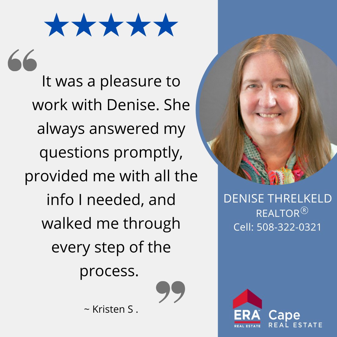 CapeCodERA's tweet image. AGENT REVIEW! ⭐️⭐️⭐️⭐️⭐️ Congratulations to Denise on her stellar review! We have no doubt, we know it's a pleasure to work with her! 

Read more about Denise: capecodera.com/realestate/age…

#agentreview #fivestars #capecodera #realestatecapecod