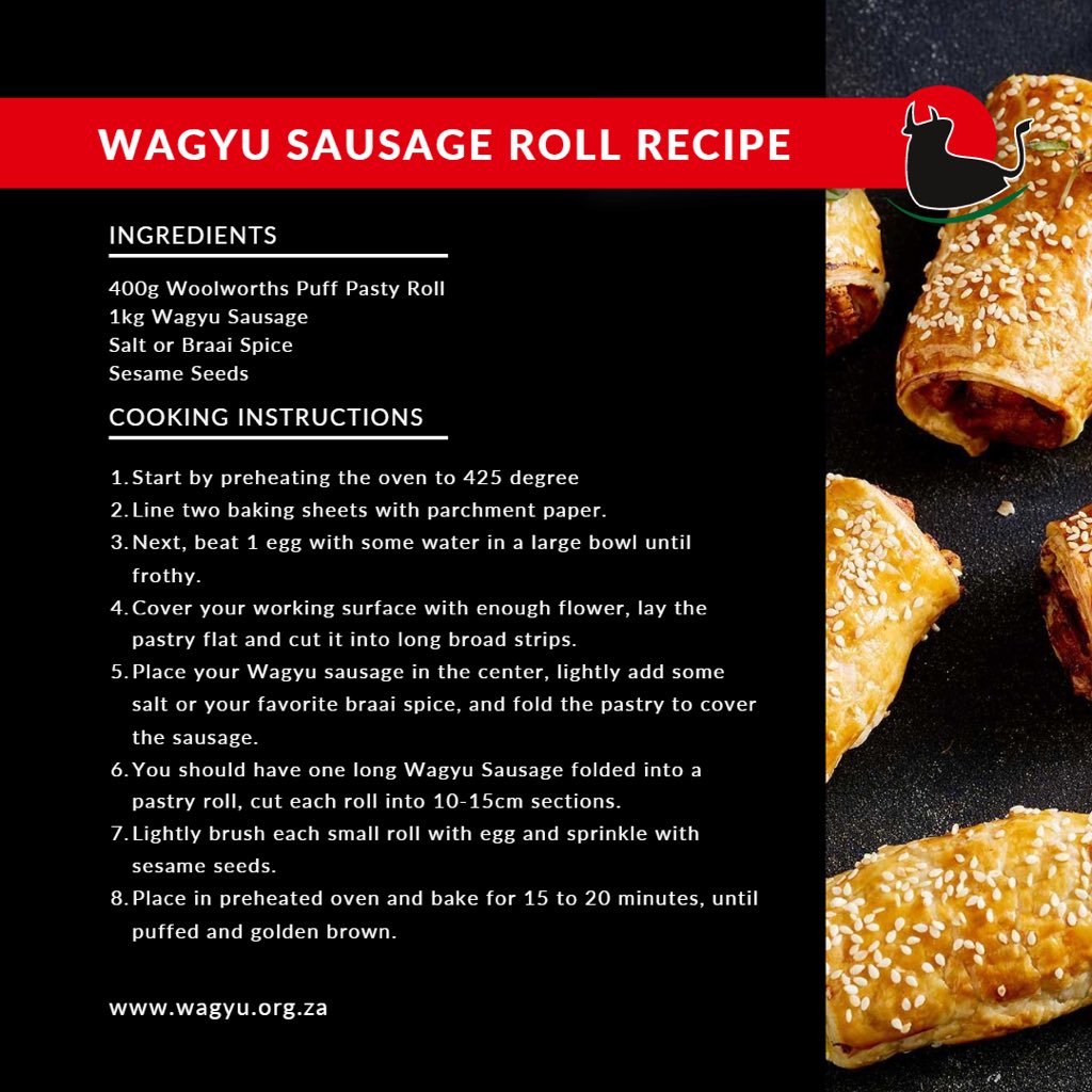 WagyuRSA's tweet photo. It’s a quick and easy recipe to try this weekend. A perfect snack and if you have left over (we doubt it), it works well for a lunch time treat at work.

#wagyusouthafrica #ilovesawagyu #wagyusociety #wagyusa #worldwagyucouncil #recipes #easyrecipes #sausageroll #wagyurecipes https://t.co/QTQzmbkcHY