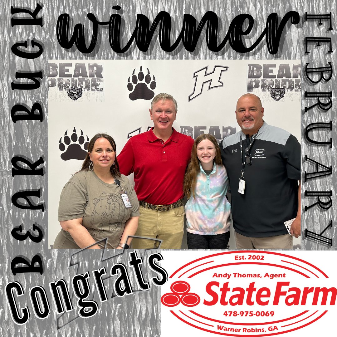 AndyThomasSF's tweet photo. Congratulations to Emma Nauss and Teacher Mrs. Gallagher both were today's Bear Bucks winners at Houston County High School.
#neighborhoodofgood #whoisyourgoodneighbor #wehaveroomforyou #beardown https://t.co/qFUF1UP4ru