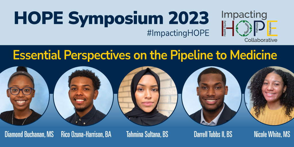 UMichSurgery's tweet photo. We are so lucky to hear from this group about their experiences with pathways to medicine.
How do you overcome barriers? With mentors and facilitators.
Pipeline programs are like "A flashlight on a dark road," says Rico Ozuna-Harrison.
#ImpactingHOPE https://t.co/T6JojsgAj4