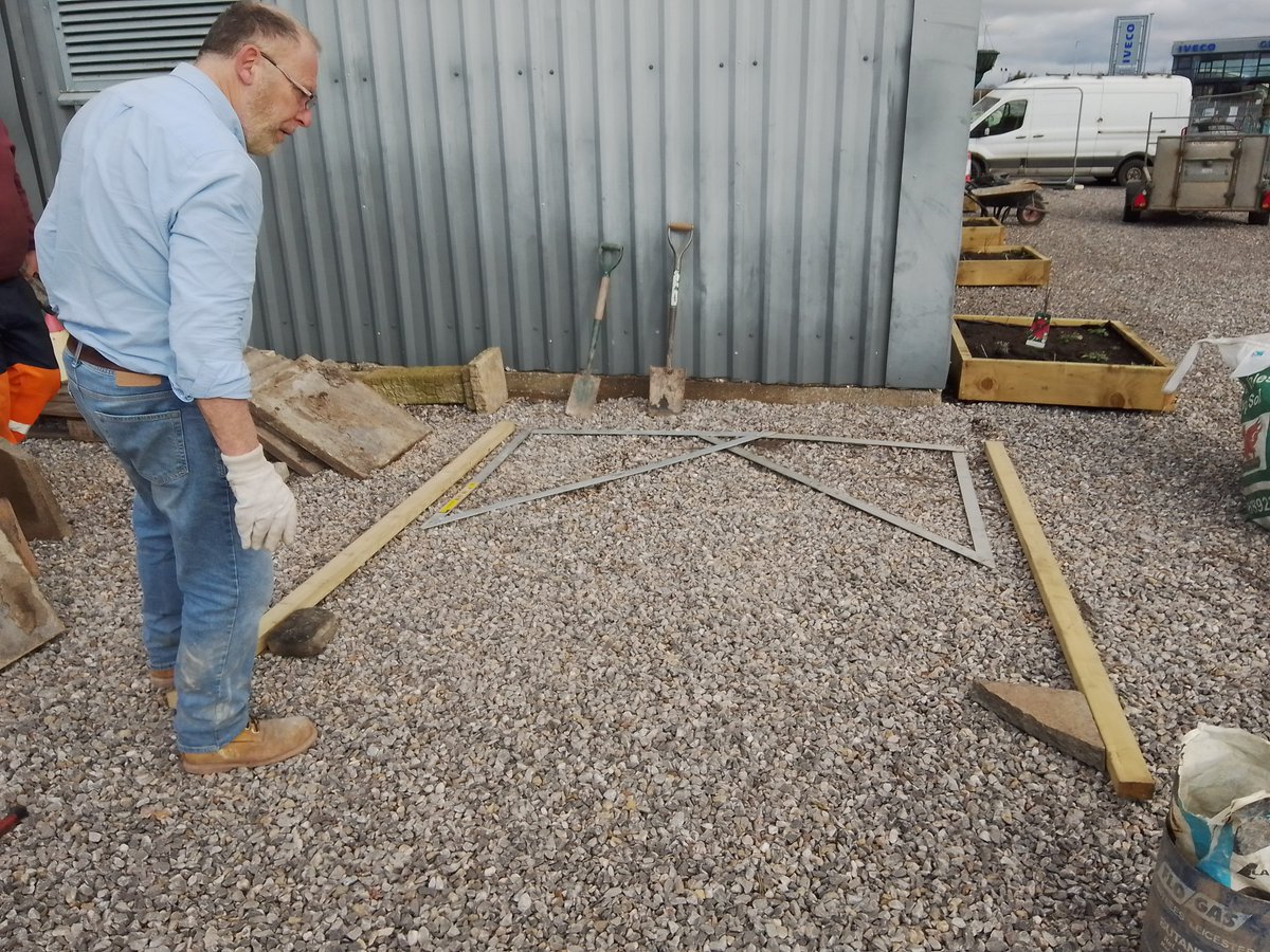 NpTbridge's tweet photo. We've been 'all about the base(s)' (#FridayEarworm) this week @NpTbridge ready for our shed and greenhouse for our @Keep_Wales_Tidy #FONTB East side garden! Big thanks to @AlunGriffiths_ for scalpings and Newporter Liz and husband Tony for donating some of their patio slabs! https://t.co/BTqoREXh8T