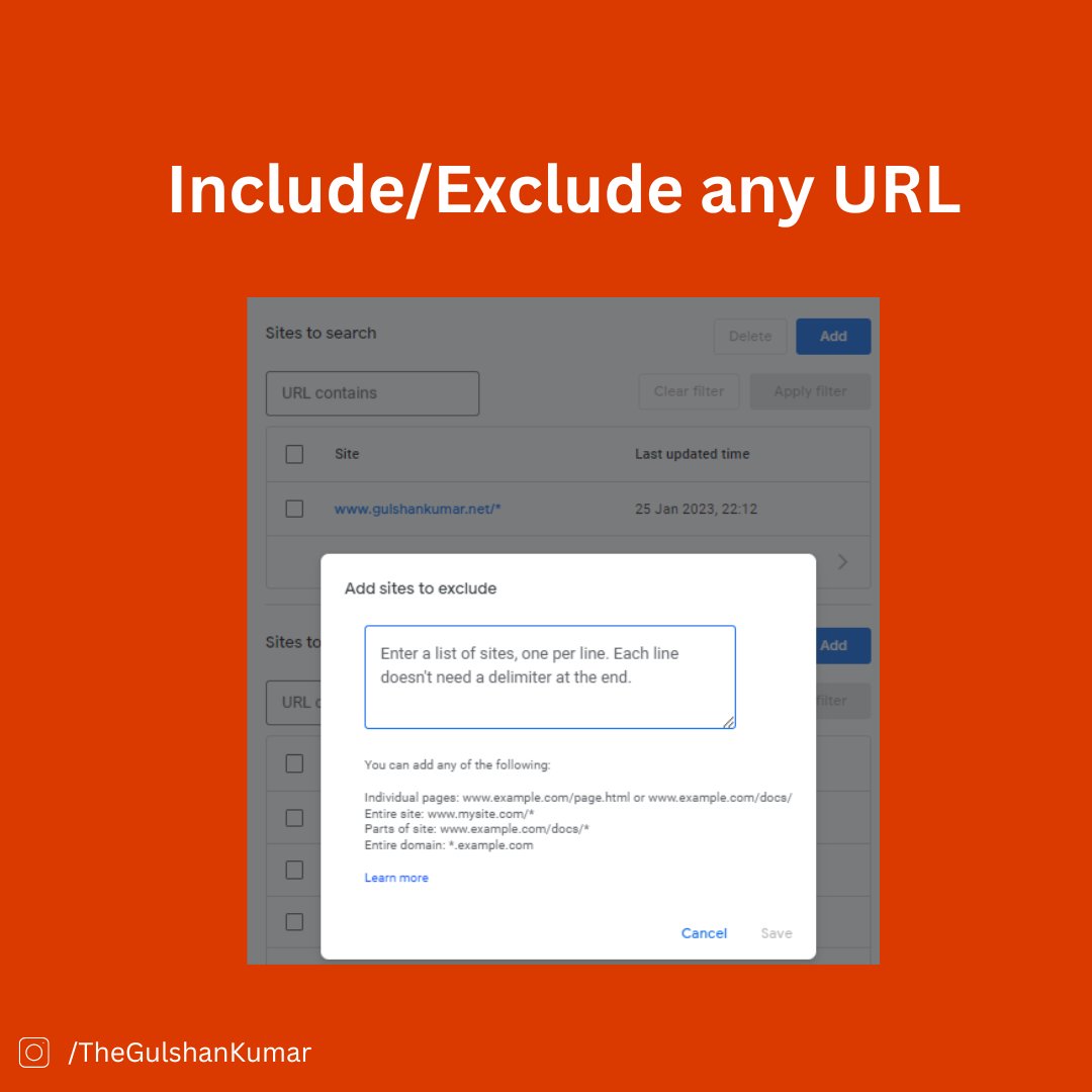 TheGulshanKumar's tweet image. Google CSE allows for 🛠️ customizing search engines with the option to include 🔍 or exclude 🔒 specific URLs for an optimal search experience. #GoogleCSE #CustomSearchEngine #SearchExperience #WebsiteOptimization