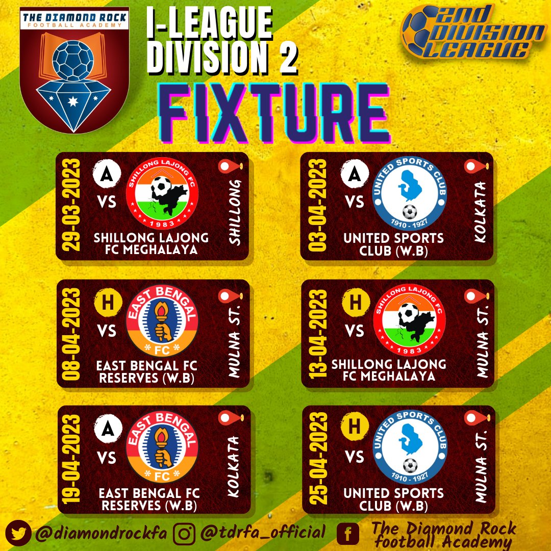 diamondrockfa's tweet photo. fixture of I-League Division 2 for #DiamondRocks is out. good luck to the team. #indianfootball #HeroILeague #ileaguediv2 #mpfa #madhyapradeshfootball #footballindia #backtheblue #Hero2ndDiv #madhyapradesh #HeroILeague #TogetherWeRise #HeroISL #LetsFootball https://t.co/diivwl6fDj