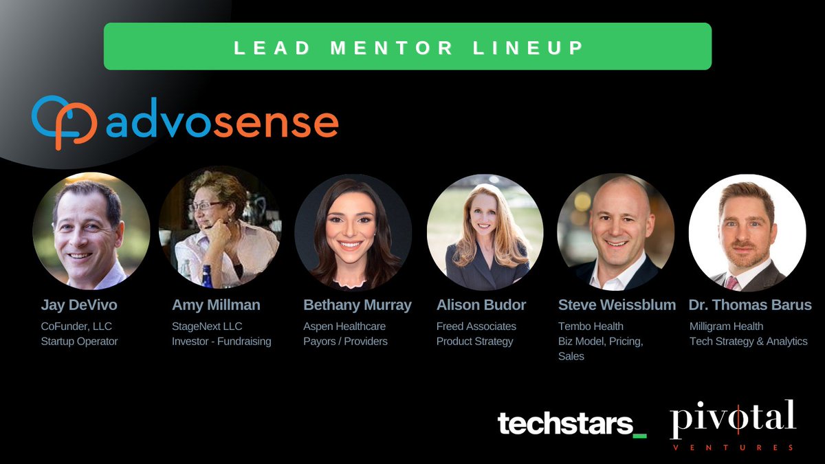 Today is Day 3 of our 10-day campaign to spotlight the Lead Mentor Lineup for each of our #TSLongevity companies. <a href="/advosense/">Advosense</a> is delighted to work with Jay DeVivo, Amy Millman, Bethany Murray, Alison Budor, Steve Weissblum, and Dr. Thomas Barus. 

<a href="/Techstars/">Techstars</a> 
<a href="/pivotalventures/">Pivotal Ventures</a>