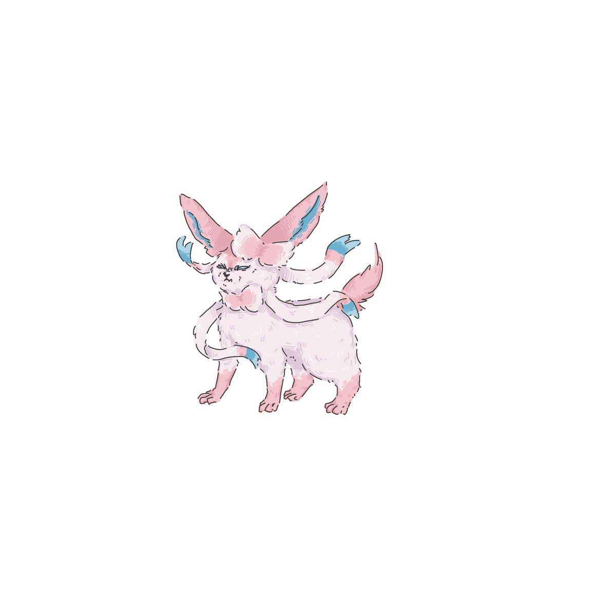 sylveon no humans pokemon (creature) solo full body white background simple background standing  illustration images