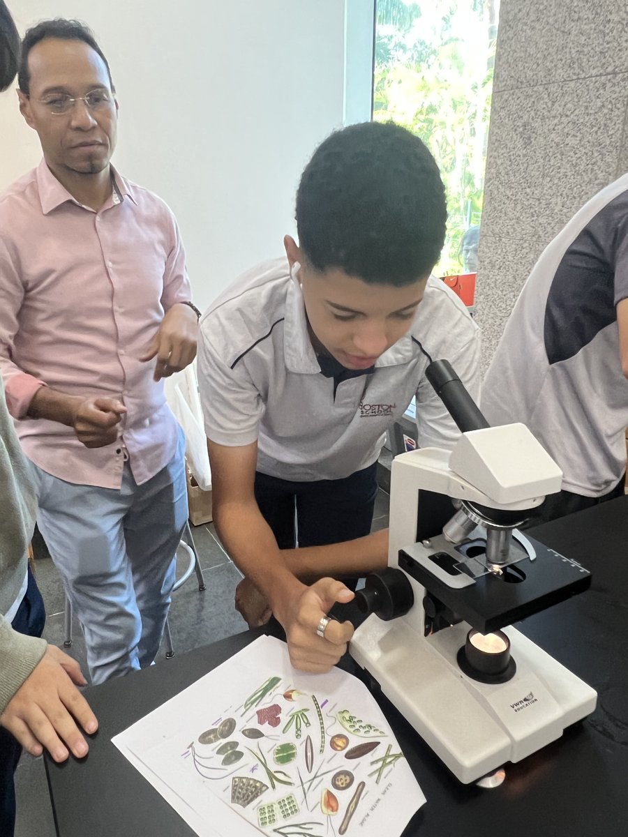 bostonschool_pa's tweet image. Students from 11th grade made observations of a sample of pond water through the microscope. They looked for protist organisms like green algae and parasites. #BSI #Panama #Education #Secondary #Biology