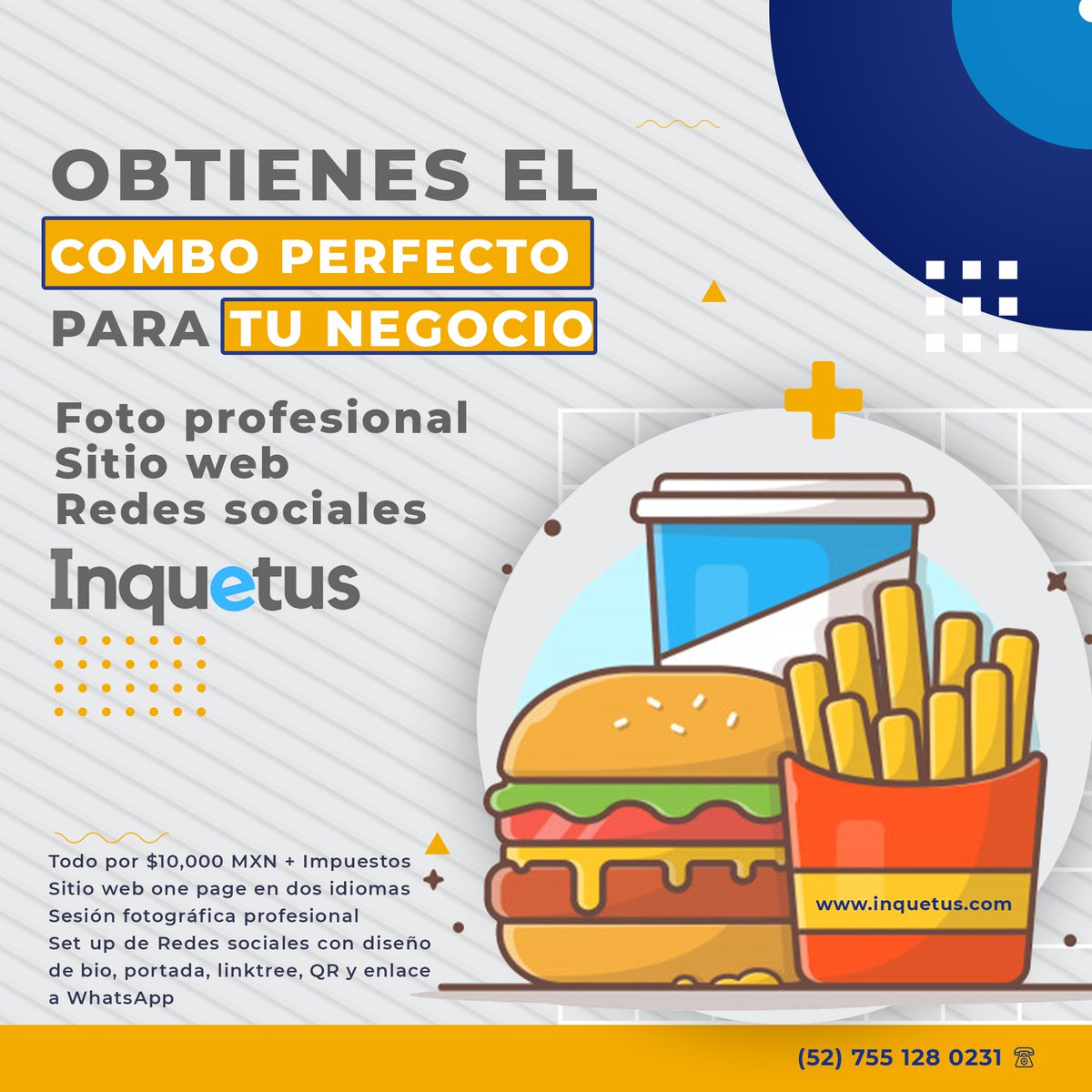 inquetus's tweet photo. Empieza tu negocio con el pie derecho :D #ElComboPerfecto para potenciar tu marca o negocio a través de internet: Foto profesional, Sitio web y redes sociales con un anuncio, QR, Linktree ¡Consúltanos! https://t.co/od4vJv6jHi https://t.co/1Hxzkm8R82