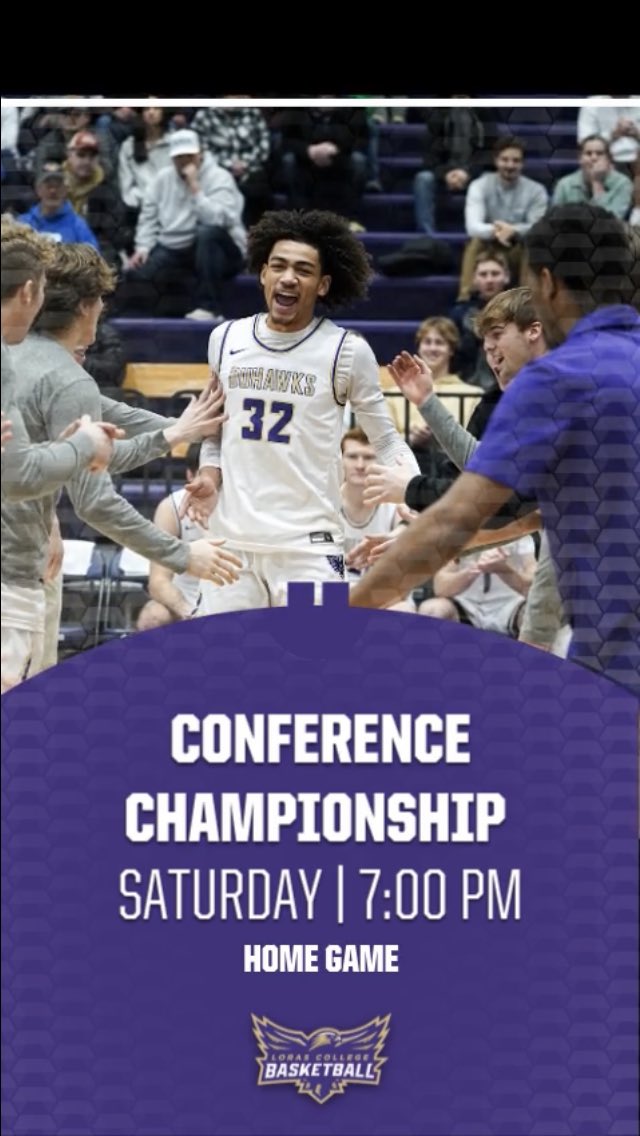 DuhawkMBB's tweet photo. Come out and support the Duhawks as we take on Coe for the CONFERENCE CHAMPIONSHIP! 
Home Game | Saturday | 7:00 PM https://t.co/VESkcT9CpP