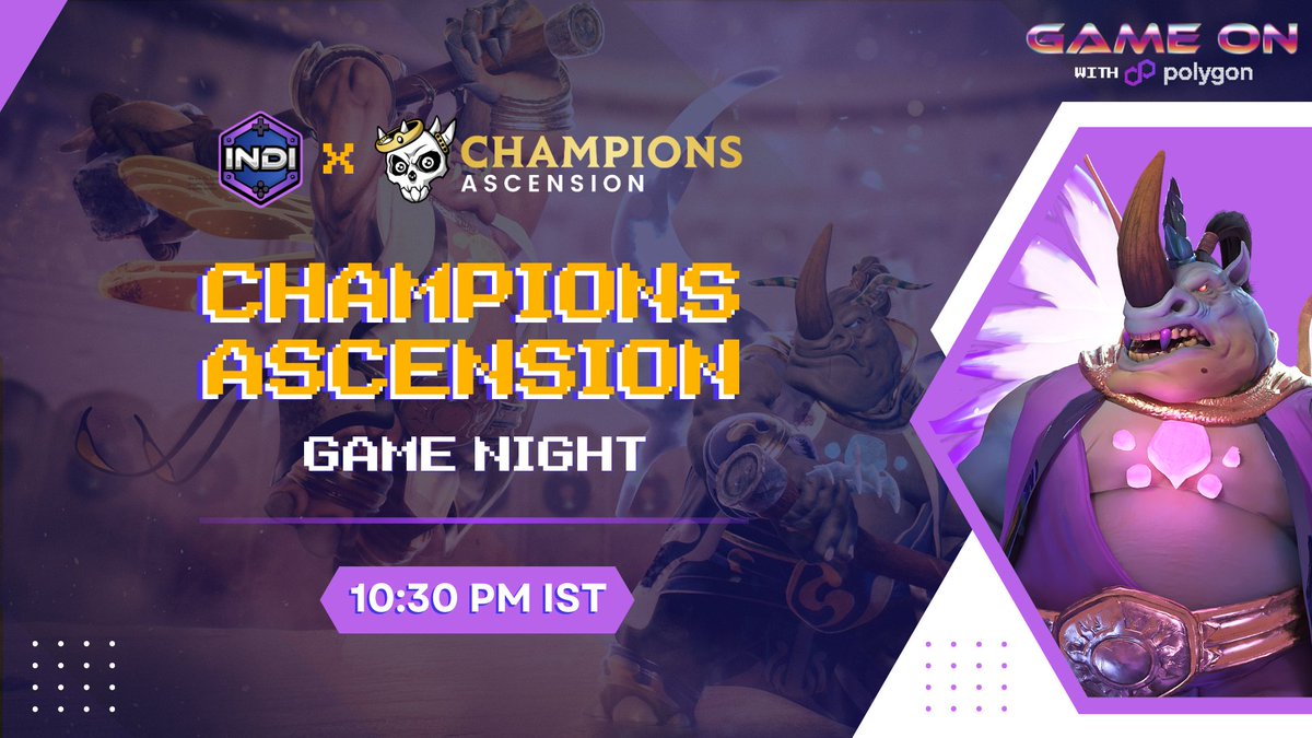 KGeN_Community's tweet image. ⚡️Ready for the 1st game night of the #PolygonGAMEON powered by #IndiGG ?

🎮Join in for an action-packed game session of @ChampionsIO 

🎁Participate and claim your #OAT ~ galxe.com/polygon/campai…

🎁10 NFTs in #Giveaway 

📍discord.gg/igg | ⏰10:30 PM IST
@PolygonGaming