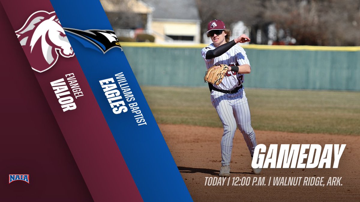 EvangelValor's tweet photo. ⚾️ > GAMEDAY

📍: Walnut Ridge, Ark. (Shell Field)
🆚: Williams Baptist
📊: Game 1: https://t.co/adl5dTxlNH Game 2: https://t.co/D68jaqZM1l
🖥: https://t.co/UJahF76gAT
#OneValor https://t.co/9ugpxUR7HL