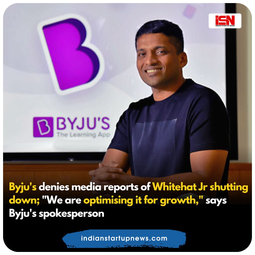 Edtech giant Byju's has denied media reports that stated the company is planning to shut down the coding platform WhiteHat Jr.

 'We are merely optimizing it for organic and efficient growth,' says Byju's spokesperson. 

#byjus #coding #whitehatjr #startup #edtech #onlinelearning