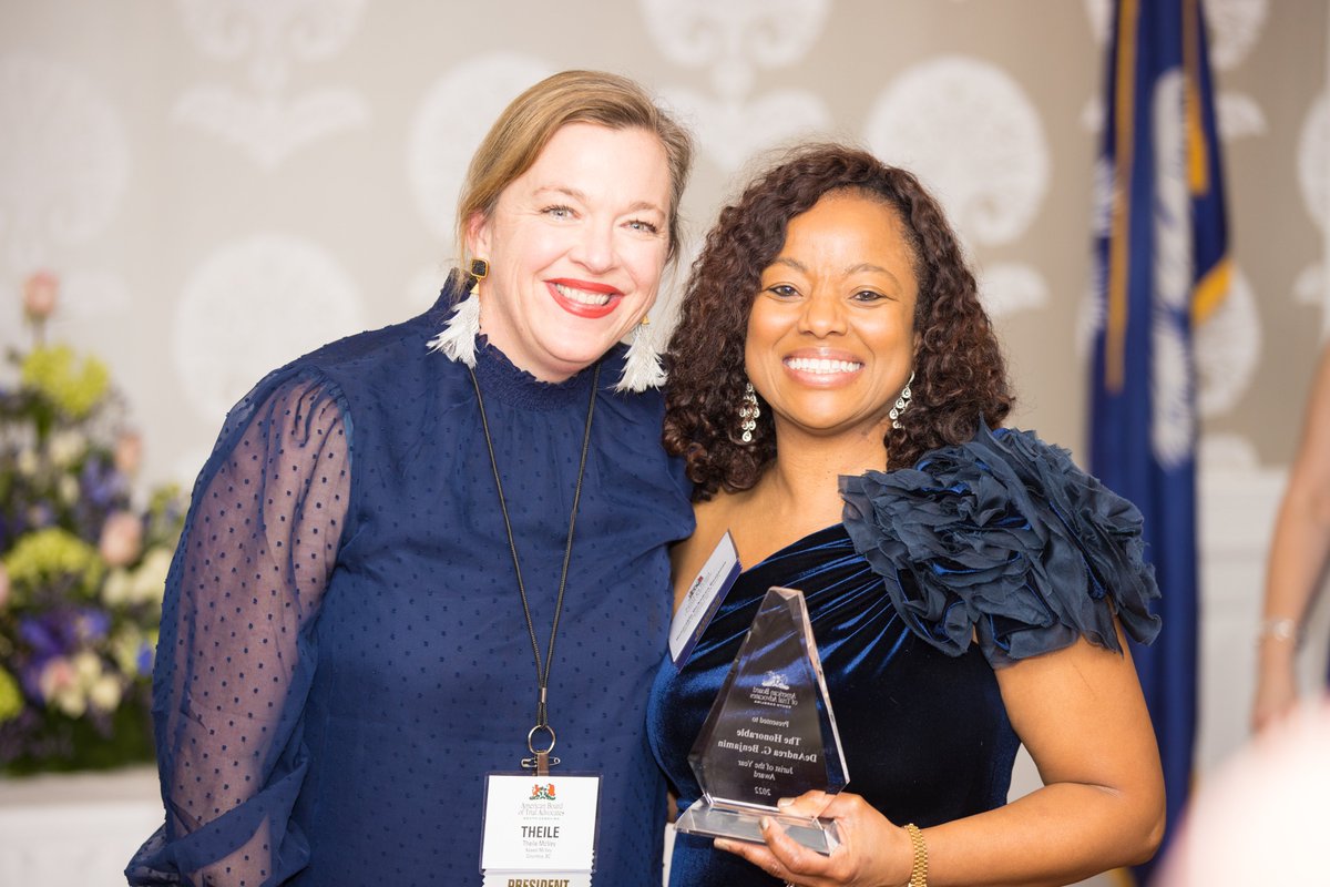 Congrats 2022 ABOTASC Jurist of the Year winner Honorable DeAndrea G. Benjamin. Award is presented to member of the Judiciary who strives to preserve the independence of the judiciary and the civil jury system, &amp; recognizes judicial impartiality &amp; fairness protects all litigants.