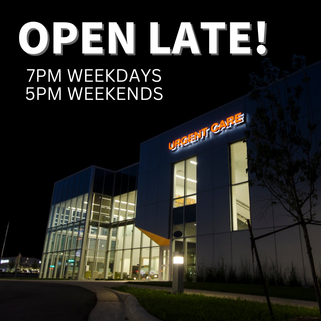 We are open after work and school! Don't wait until the next day. Walk in and get relief today! 

Weekdays 7AM-7PM
Weekends 8AM-5PM

#siouxfallsurgentcare #siouxfallsspecialtyhospital #walkinclinic #noappointmentneeded #urgentcare